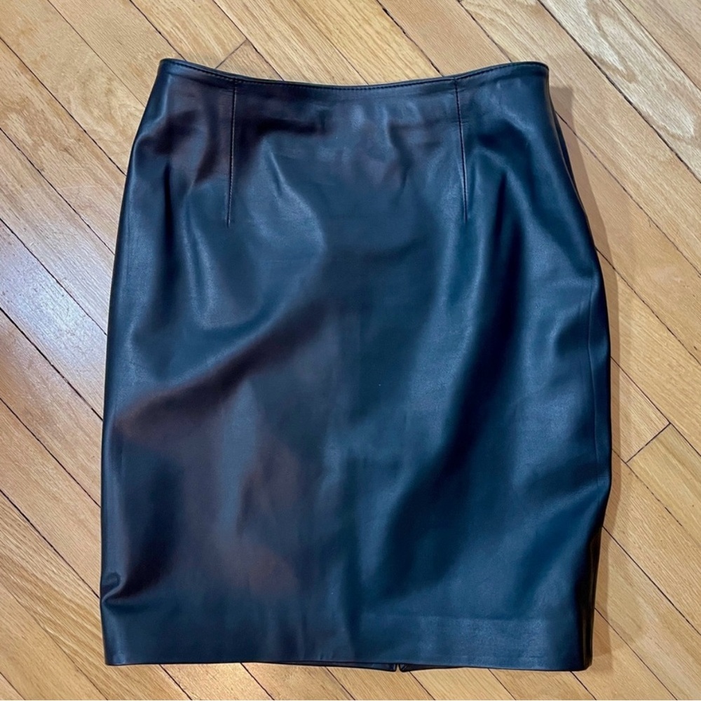 Italian Black Leather Skirt, 42